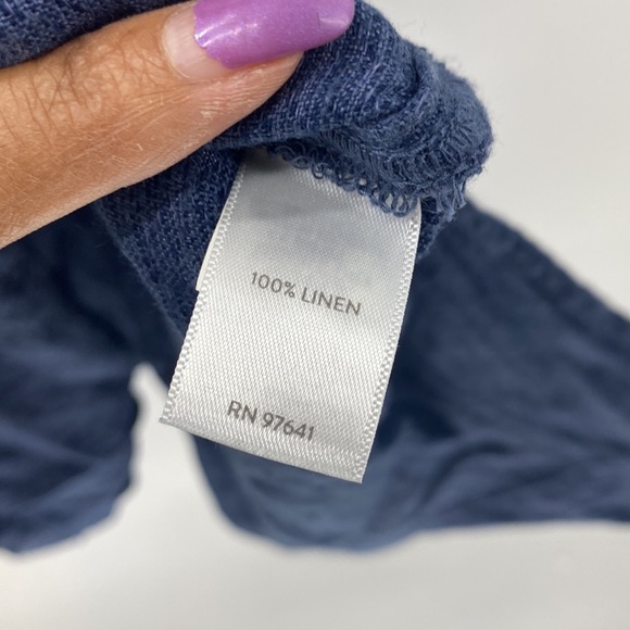 Pure Jill linen longline tunic split hem oversized blue summer cover up top - Picture 6 of 7